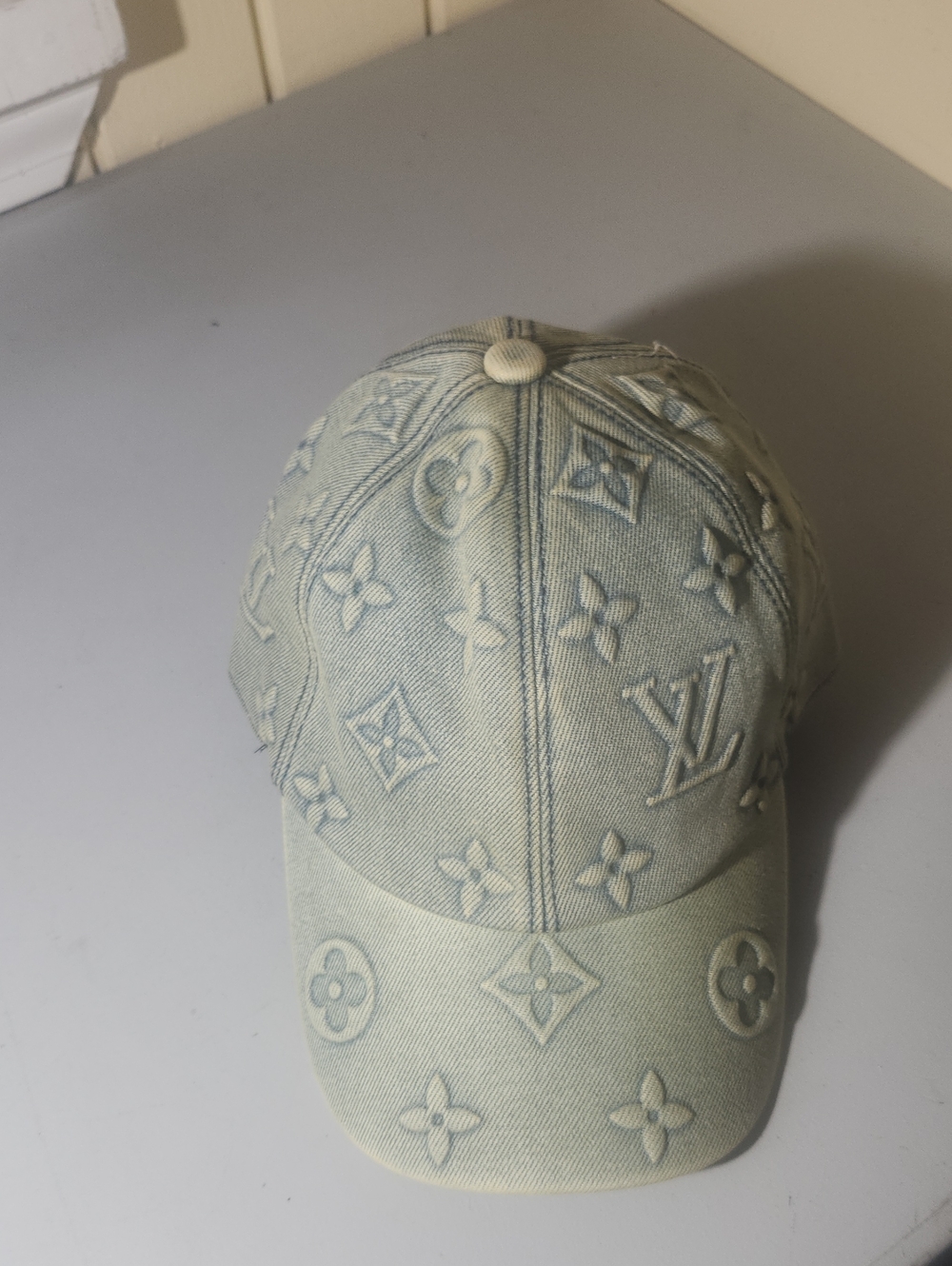 Designer Monogram Embossed Baseball Cap - Light Denim